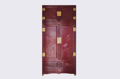 平定高端中式家居装修深红色纯实木衣柜